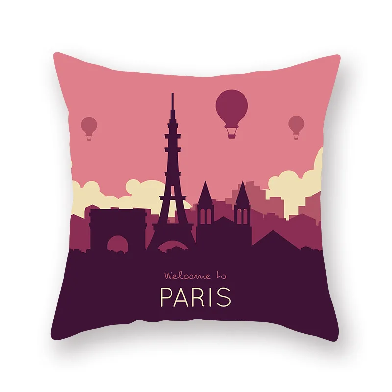 BD75-5 Pillow Cushion Cover Romantic Paris Eiffel Tower Pillow Cover Pink Blue Valentine Romance Cartoon Throw Pillow Cover Sofa Couch - Цвет: BD75-5