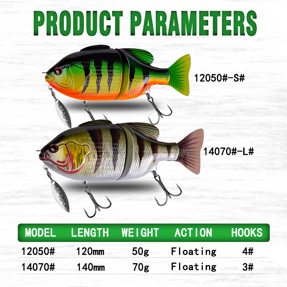 CF приманка 120 мм 50 г 140 мм 70 г Topwater Tilapia плавающая шарнирная приманка с спиннером Swimbaits приманка для ловли окуня