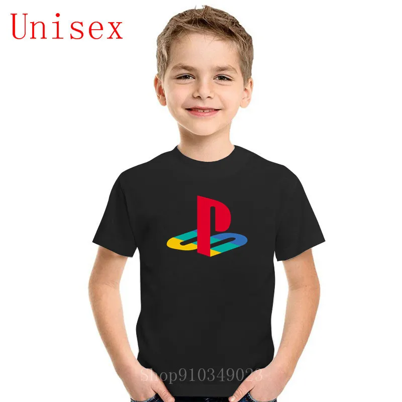 Летняя Детская футболка с логотипом PS playstation базовая детская одежда короткими