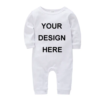 

Kavkas Custom Infant Baby Rompers White Black Newborn Baby Unisex Jumpsuit Onesie Letters Photos Printed Toddler Jumpsuits 0-24M
