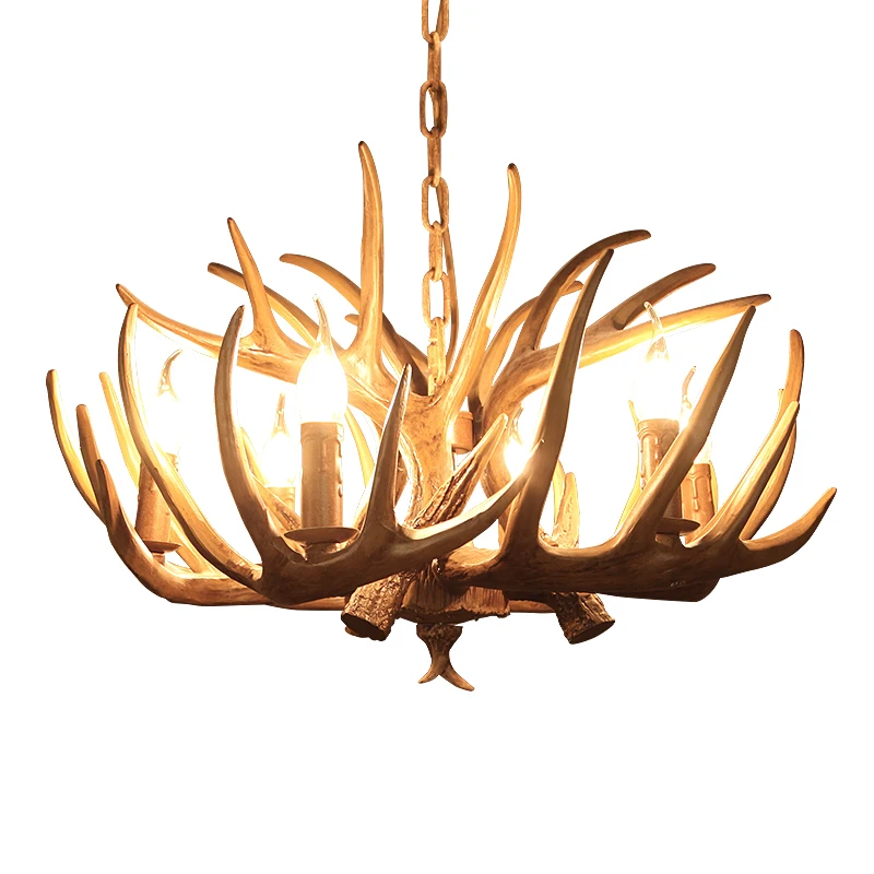 

Современные светодиодные люстры E14 для ресторана, американская ретро-люстра из полимерного рога с оленем, светильник для помещений, Домашний Светильник в рустикальном стиле, осветительные приборы