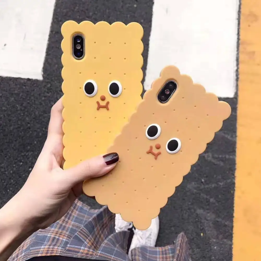 Забавный 3D чехол для телефона с изображением печенья для iphone 11 pro Max XR XS MAX X Мягкий силиконовый чехол с большими глазами Чехол для iphone 7 8 6s 6 plus coque