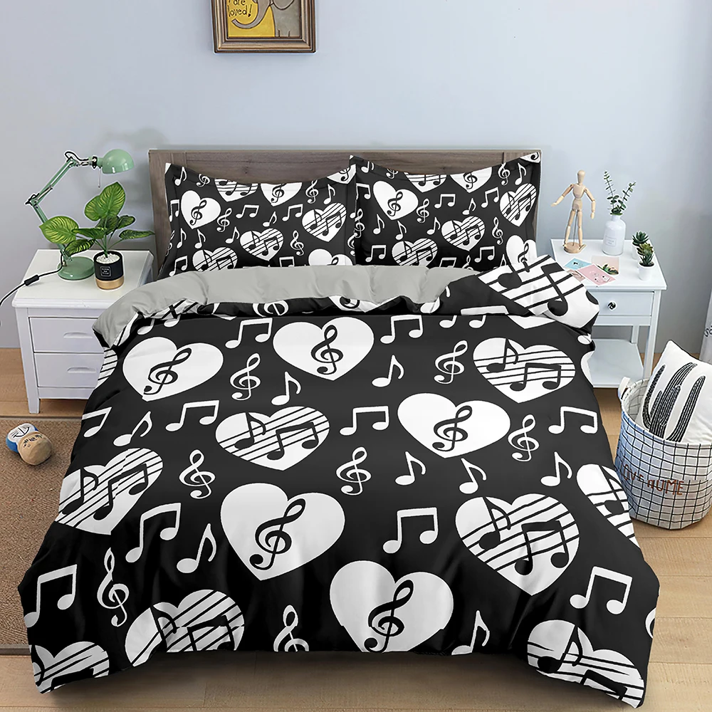 

Music Note 3d comforter Bedding Sets Love Heart Duvet Cover set Winter Bedsheet Pillowcase Queen King size Bedlinen Bedspread