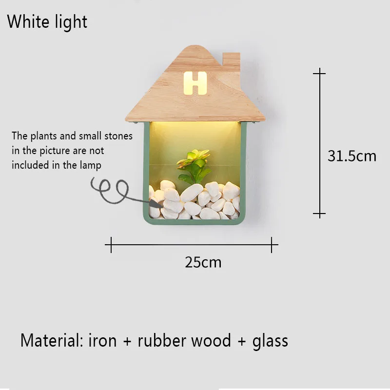 Скандинавский светодиодный настенный светильник из дерева и железа, светильник s для дома, Холодный/теплый светильник для спальни, гостиной, прикроватный домашний декор, настенный светильник - Цвет абажура: White light Green