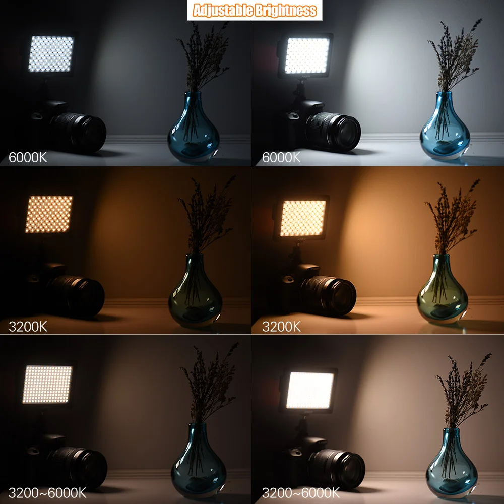 Мини портативный светодиодный светильник Andoer, панельная лампа с регулируемой яркостью для студийной видеосъемки 3200 K/6000 K, 192 шт бусин для видеокамеры Canon Nikon