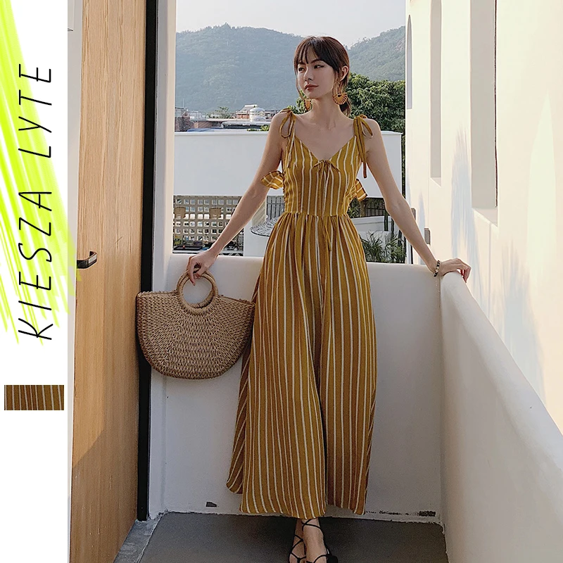Женское летнее платье в полоску Boho новые женские вечерние пляжные платья летний