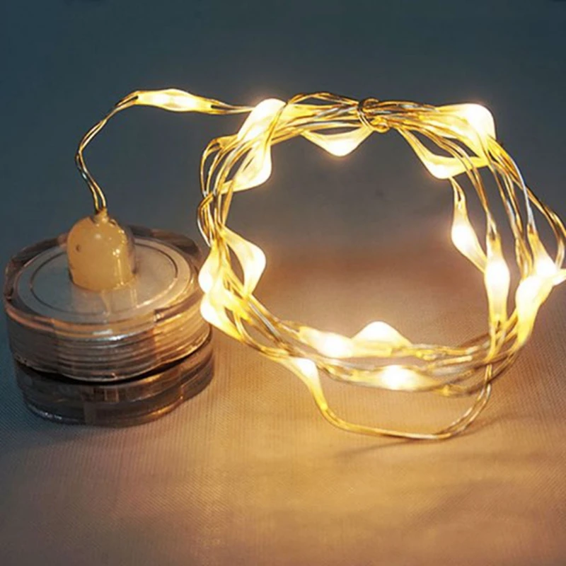 Подводная светодиодная гирлянда длиной 2 м серебристая проволока свеча для сада