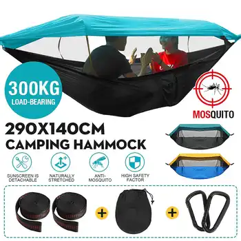 

Hammock Hammocks Sleeping Bed Outdoor Double Hanging Swing With Mosquito Net Camping Hiking 290x140cm Anti-mosquito Sunshade