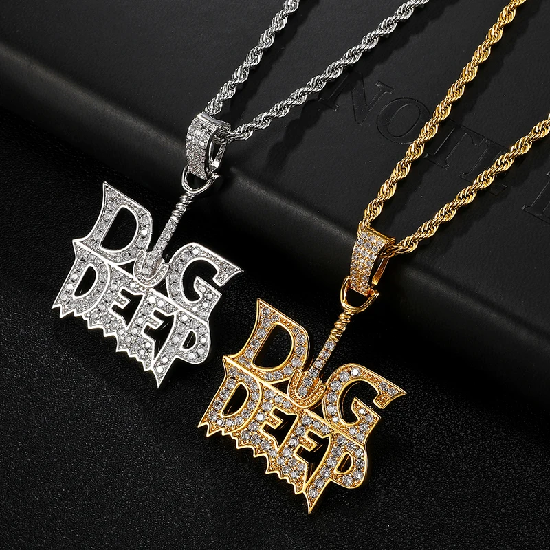 Bubble Letter Iced Out Cross Pendant Necklace for Men Prong Setting Bling  Charms Real Gold Plated Hip Hop Jewelry