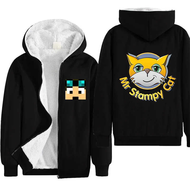 

Dan TDM Stampy Minecrafted kids boys girls warm jacket hooded jacket plus velvet children's cotton coat autumn winter outwear