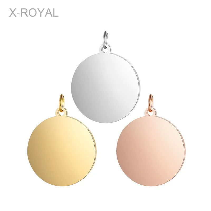 X ROYAL 5 шт./лот Нержавеющая сталь круглый пустой ярлык Подвески геометрическое