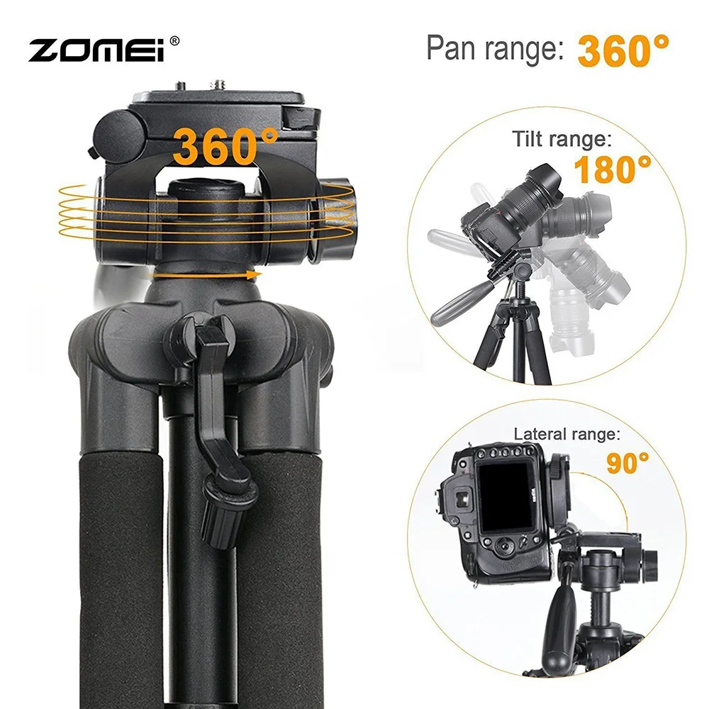  ZOMEI Z666 Portable Pro 56-inch Tripod Compact Lightweight Camera Stand with Quick Release Plate Pa