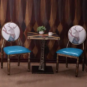 

European Retro Chair, Modern Simple Creative Dining Chair, Iron Art, American Makeup Chair, Manicure Shop, Stool, Back Chair