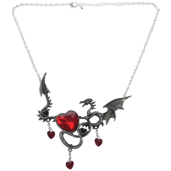 

European Andamerican Jewelry Gothic Dragon Gem Jewelry Halloween Necklace Creative Gemstone Dragon Zodiac Necklace