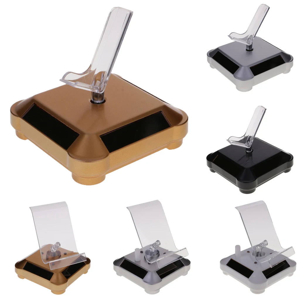 New Solar Powered Jewelry Phone Watch Rotating Display Stand Holder 360 Turn Table Cruve Presentation Showcase