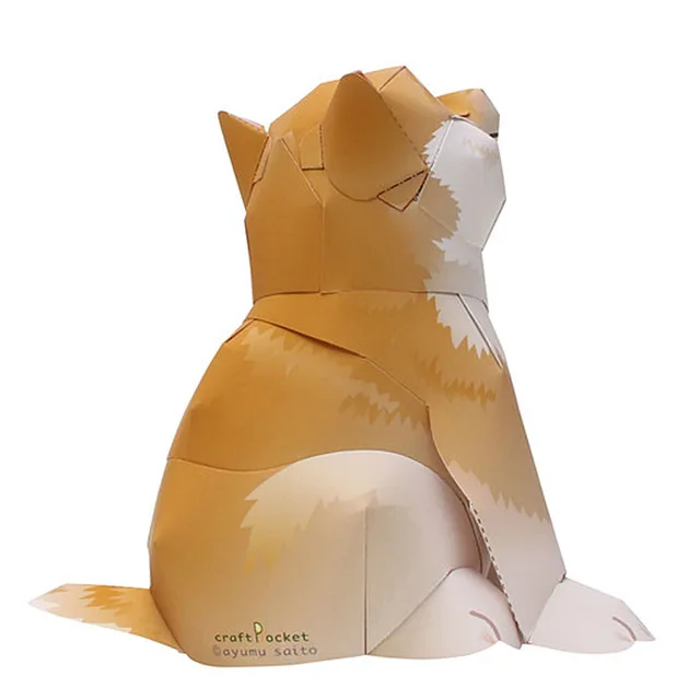 Shiba Inu Dog Yellow Handmade Origami Art Folding Mini Cute 3D Paper Model Papercraft Animal DIY Kids Adult Craft Toys QD-006 3