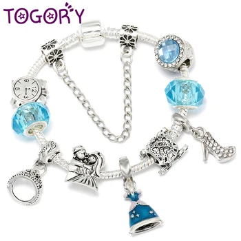

Cartoon Style Charm Bracelets With Princess skirt Beads Friendship Bracelets Fit Original Fine Bracelets As Women Kids Gift