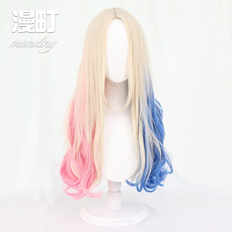 

Wigs gradual change cos small ugly woman European and American fashion two color wig female long curly hair set