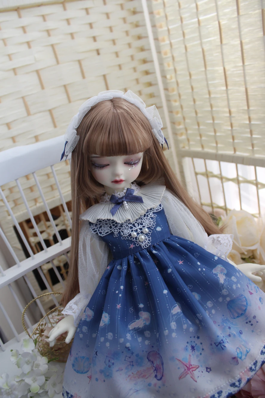 1/4 1/6 тонкая BJD SD Одежда для кукол голубое платье лолиты для 1/4 1/6 bjd Одежда для кукол
