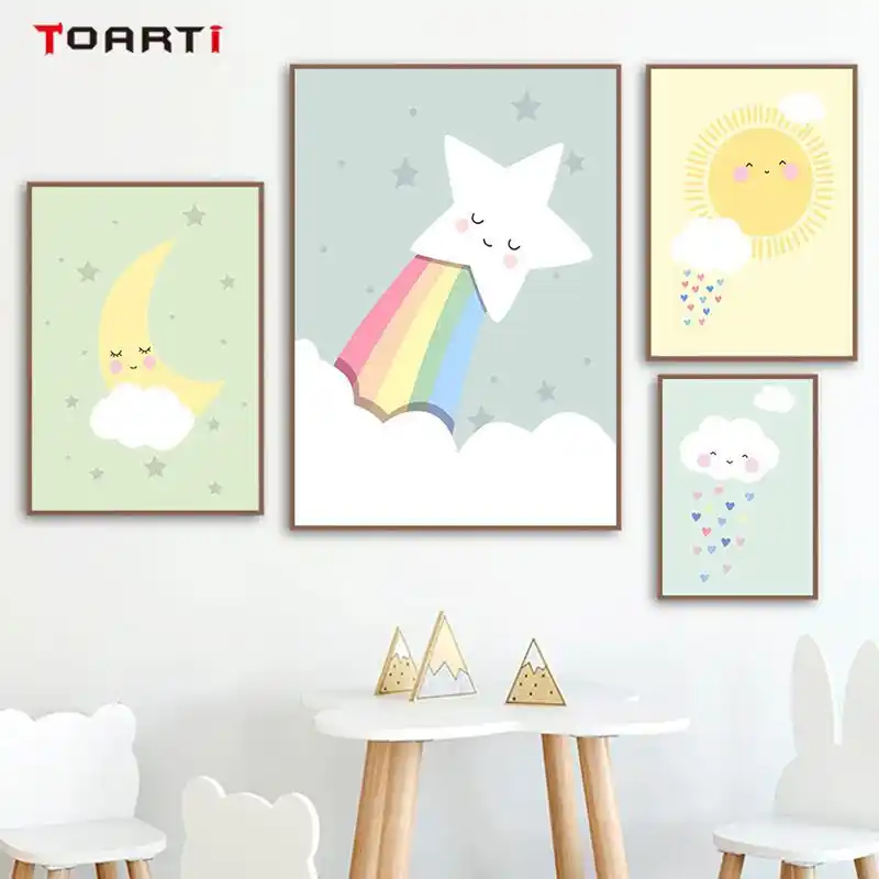 Guzel Yildiz Sevimli Gunes Bulutlar Ay Sanat Dekorasyon Anaokulu