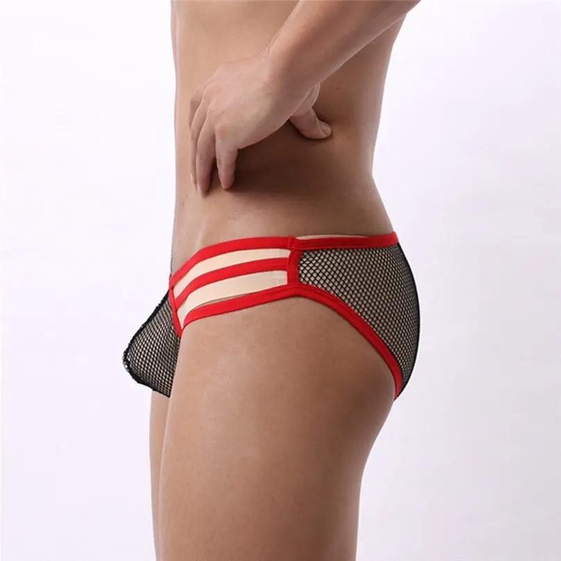 Men's Sexy Solid Color Net Speed Opening Super Thin Breathable Men Underwear 3D03 (8)