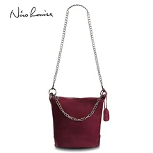 Nico Louise модная женская кожаная сумка на плечо, Женская замшевая Повседневная сумка через плечо, женская сумка-мессенджер на цепочке, сумка-хобо