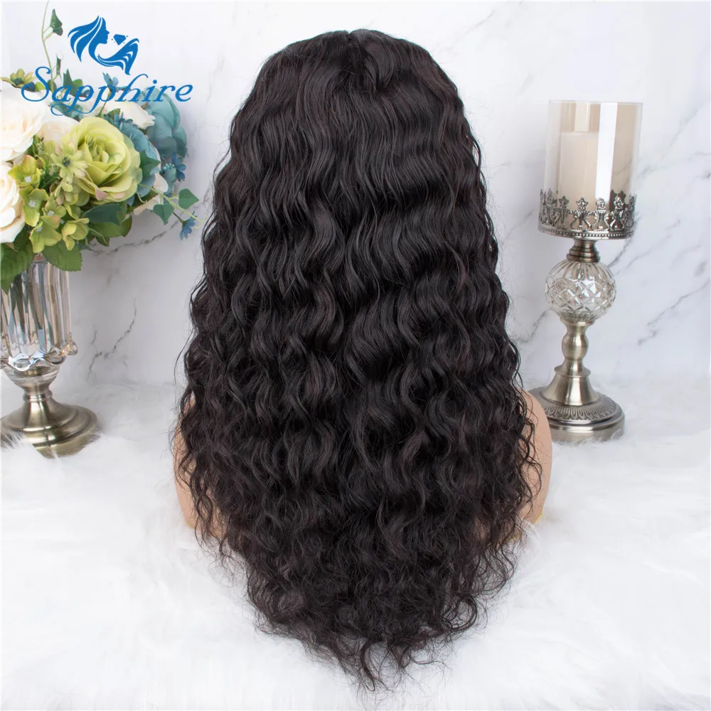 Сапфировые волосы T кружевные человеческие волосы парики для черных женщин глубокая часть предварительно выщипанные кружева бразильские волосы remy Свободные кудрявые человеческие волосы парик