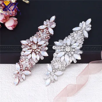 

XFX VENUS 30 Pieces Hand Sewing On Rhinestone Applique with beads Clothes Patch Wedding Dress Trimming Costume Embellishment