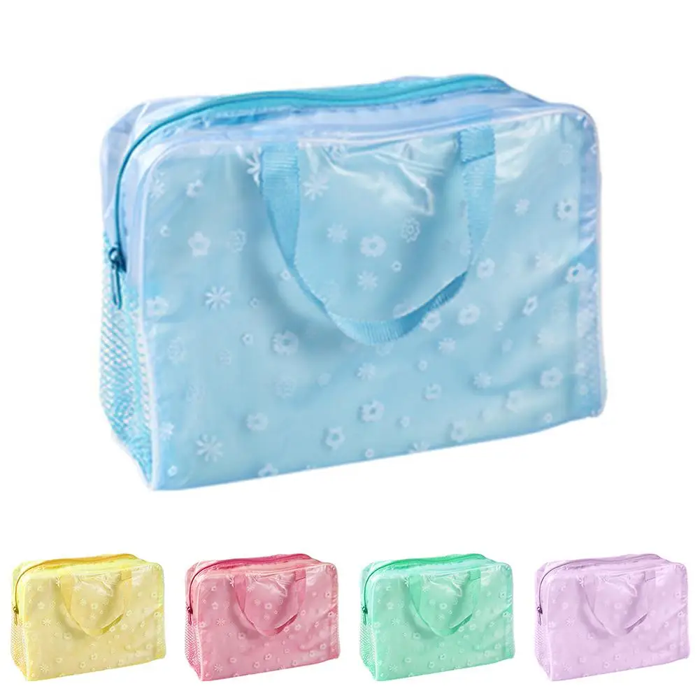 

Cosmetic Bag Men Women Makeup Bag Travel Waterproof Transparent Flower Print Toiletry Organizer Wash Bath Storage Pouch