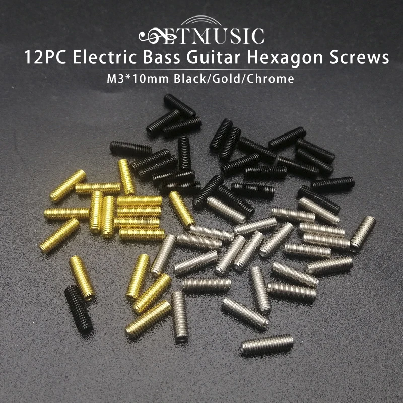 12Pcs M3 Electric Bass Guitar Bridge Saddles Hexagon Screws for Tremolo Bridge or Electric Bass M3*10mm