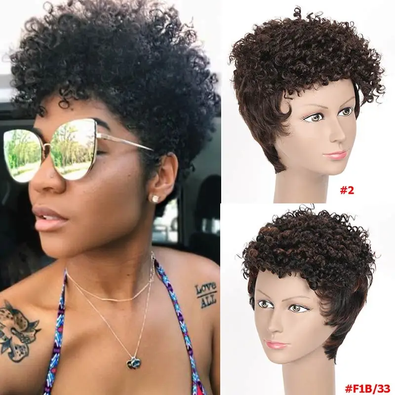 Rebeca De Corte Pixie Pelucas Para Mujeres Negras Economicas Al Por Mayor Pelucas De Pelo Corto 100 Pelo Humano Pelo Natural Afro Rizado Pelo Liso Bob Pelucas Hechas A Maquina Aliexpress