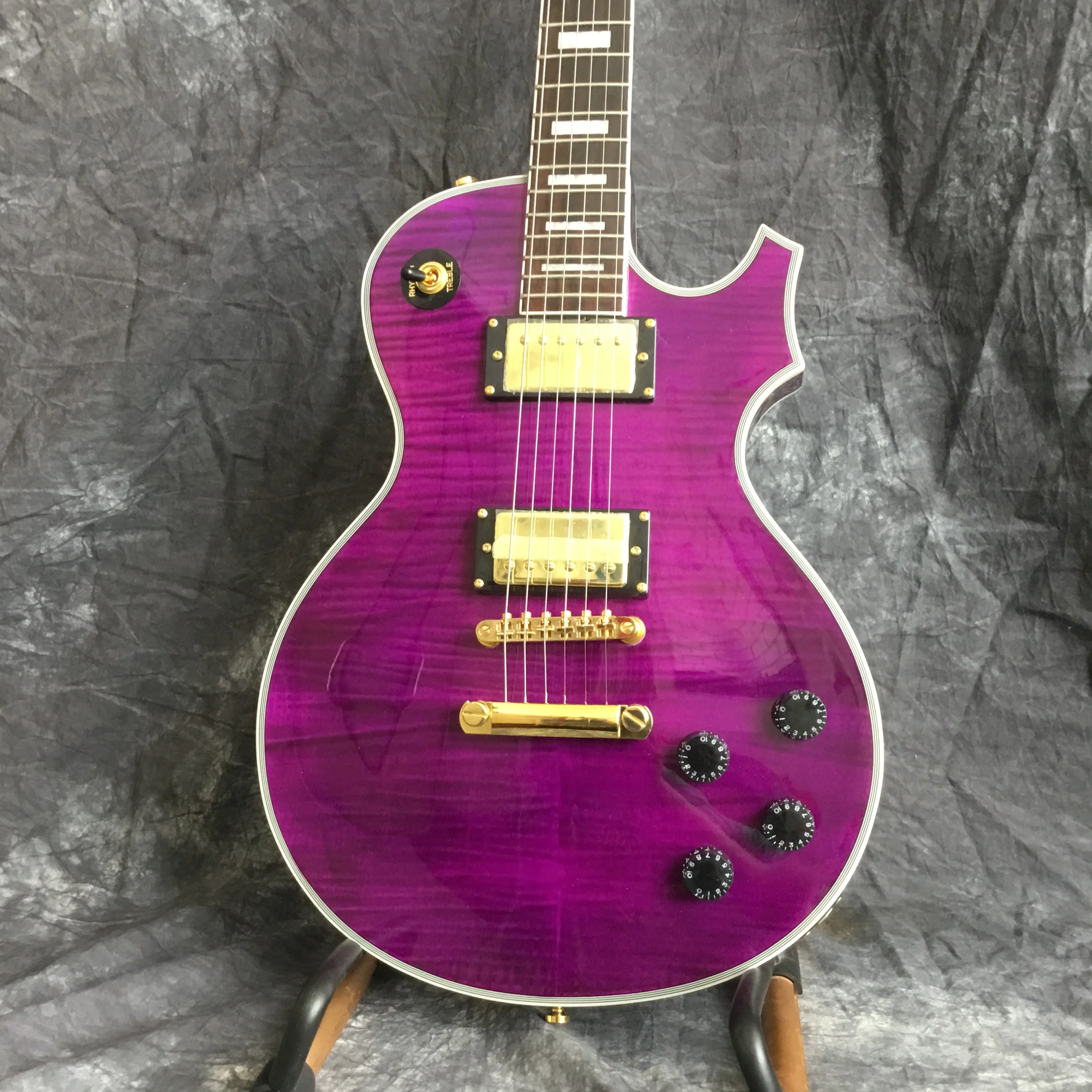 Стиль электрогитары, высокое качество 6 битов фиолетовый цвет Музыкальные инструменты с Золотая гитара оборудования, suneye