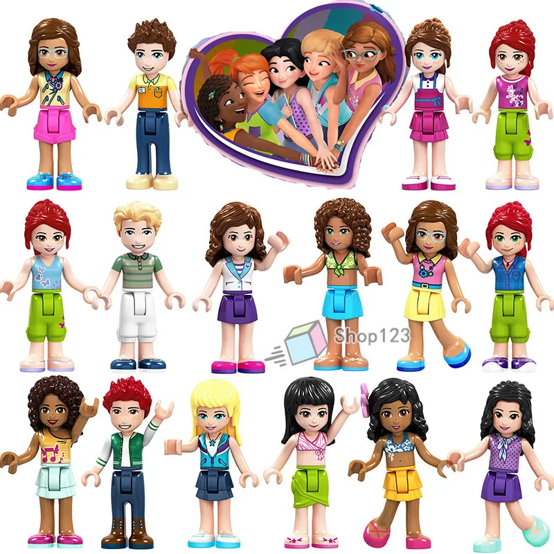 

Single Friends Girls Club Party with Beautiful Dress Emma Mia Dancet Mini Doll Building Blocks Baby Toys for Children