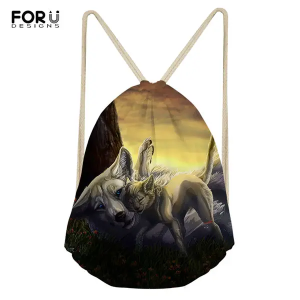 FORUDESIGNS/модные сумки на завязках для путешествий "Fantasy Wolf" узор Для женщин обувь карманы мультфильм дизайн с изображением животных, рюкзак для путешествий - Цвет: CDWX3761Z3