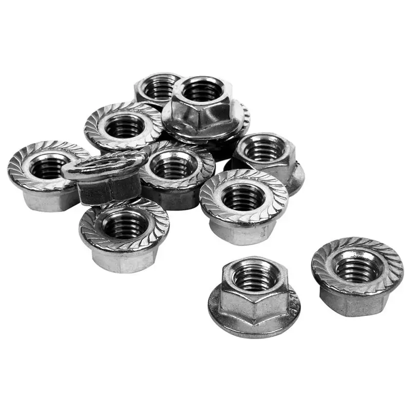 Диаметр M10x1.5mm 304 нержавеющая сталь зубчатые шестигранные фланцевые гайки 12 шт