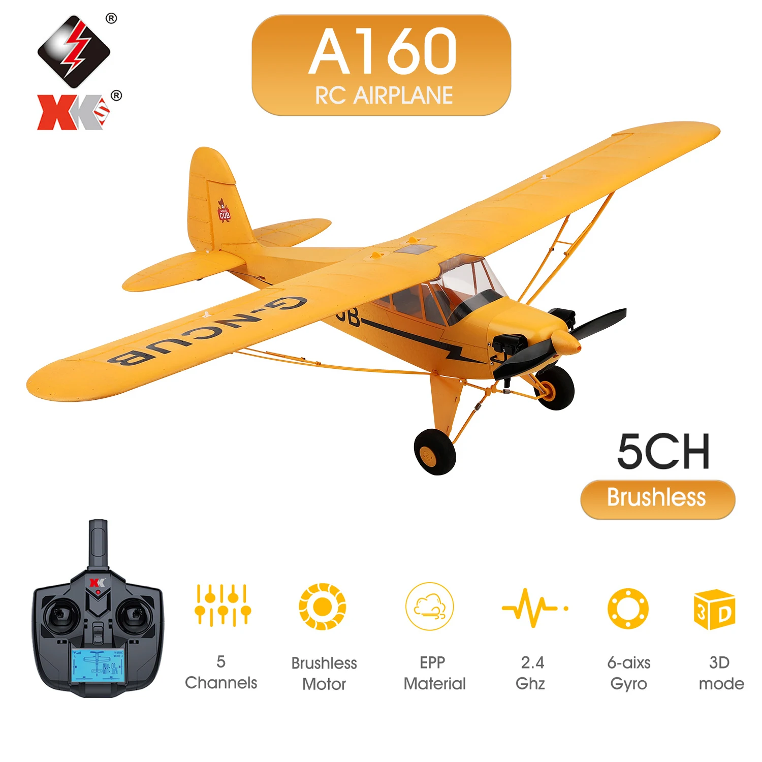 Wltoys Xk A160 Rc Airplane 650mm Wingspan 5 Channel Remote Control Airplane 3d/6g 1406 Brushless
