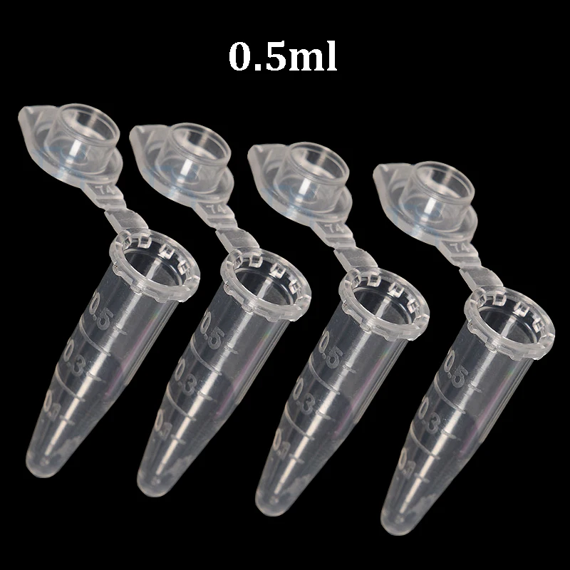 1000PCS 0.2ml/0.5ml/1.5ml Clear Micro Plastic Test Tube Centrifuge Vial Snap Cap Laboratory centrifuge tube