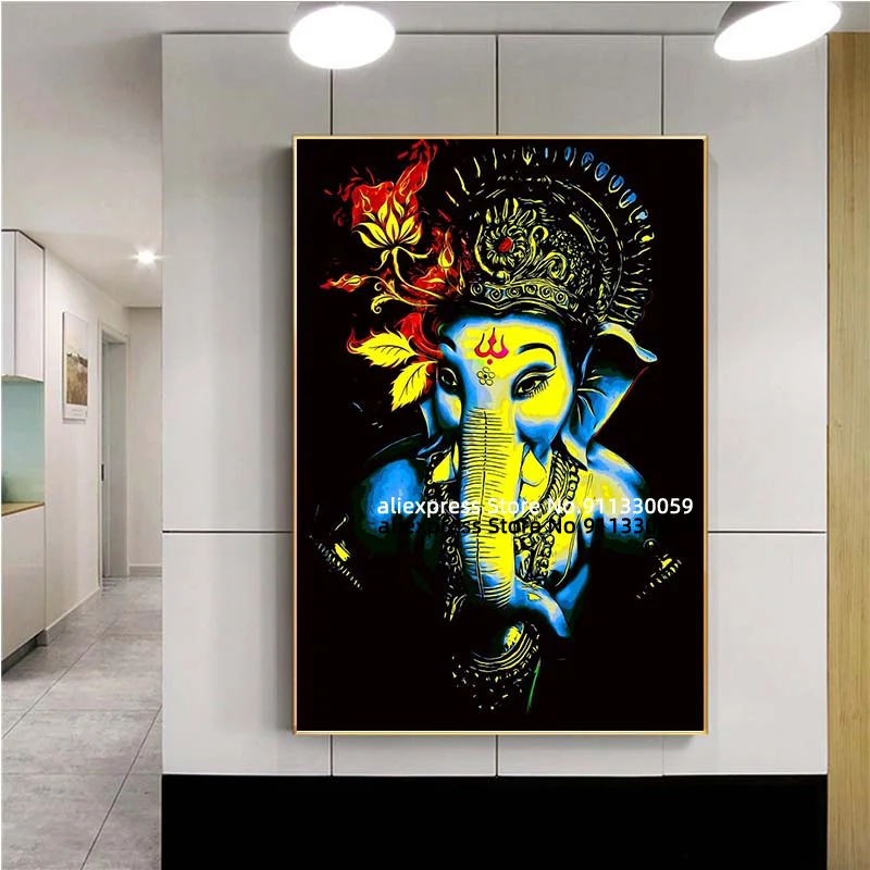 Hinduism Shri Ganesh Картина на холсте настенные художественные плакаты печатные картины