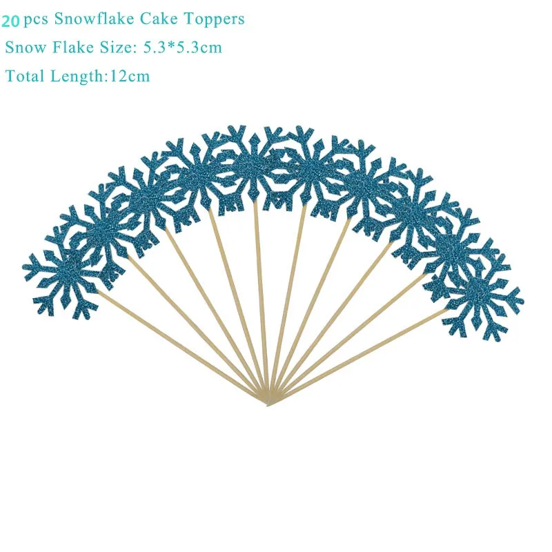 20pcs cake topper 3 Снежинки Замороженные вечерние украшения DIY принадлежности для тематической вечеринки торт-Снежинка Топпер шар гирлянда наклейки на стену и так далее Декор - Цвет: 20pcs cake topper 3