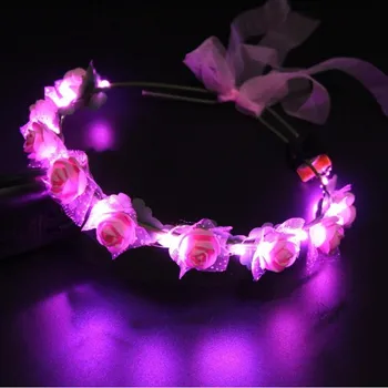 

Lighted Glowing Flower Headband Garland Wreath Headwear LED Light Tutu Skirt Party Gift Home Birthday Wedding Decor