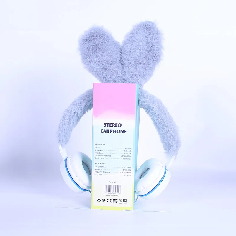 Cute Rabbit Ear Headphone Kids Stereo Headphones Music Earphone Headset for Boys Girls with 3 5mm Jack for Smartphone PC Bithday