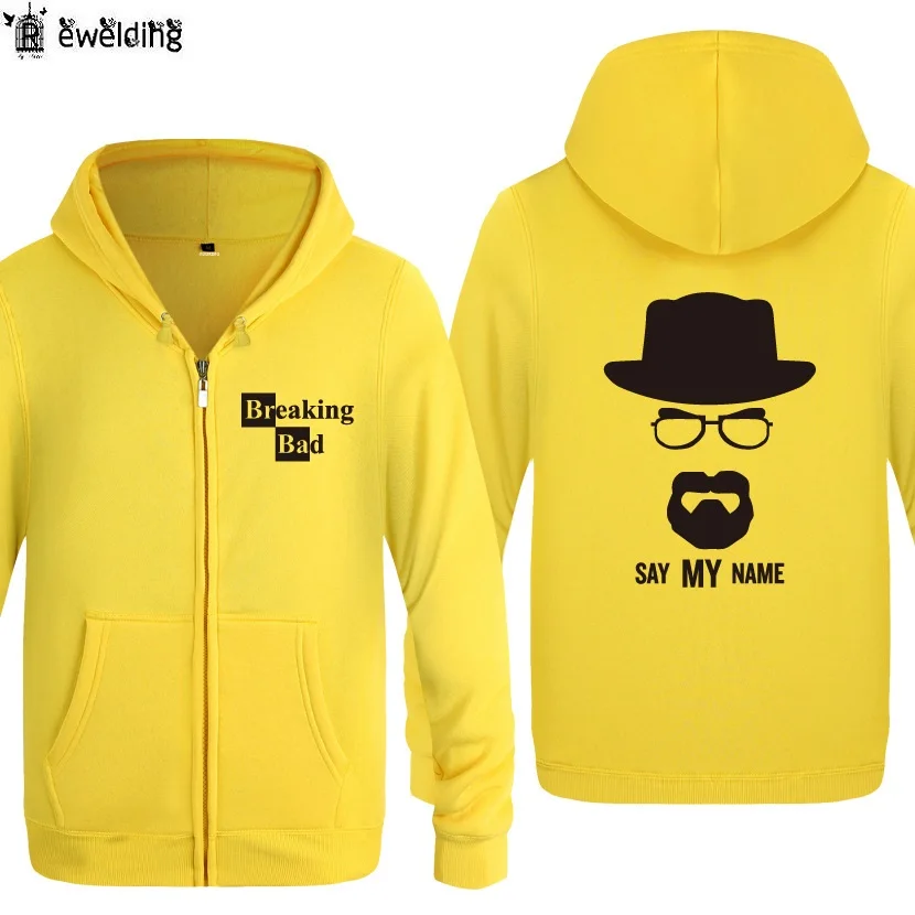 High Quality Breaking Bad Heisenberg Printed Mens Hoodie Fleece Long Sleeve Man's Zipper Jacket Coat Sweatshirt Skate Tracksuit | Мужская