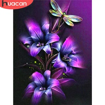 

HUACAN DIY Diamond Painting Flower Butterfly Handcraft Art Kit Home Decoration Full Drill Round Embroidery Picture