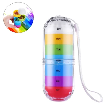

Portable Daily Weekly Pill Box Holder 7Days Pill Case Travel Box Pill Container Bottle Medicine Health Care Pill Cases Splitters