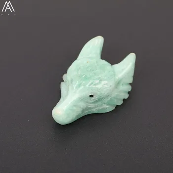 

3PCS/Lot,27x40mm Natural Stone Green Aventurine Drilled Carved Wolf King's Head Pendant Necklace DIY Healing Jewelry XG-17AMBH