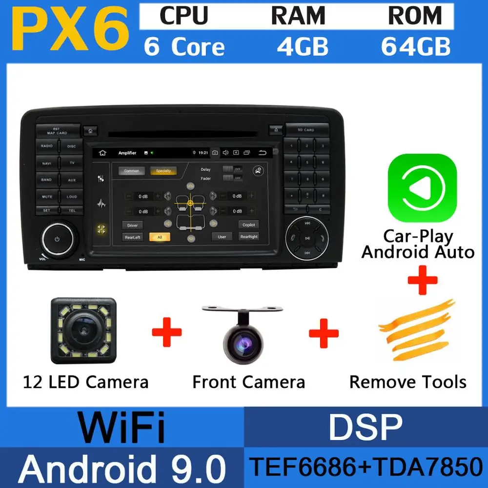 PX6-CarPlay PX6 Восьмиядерный Android 9,0 4+ 64G usb× 5 автомобильный DVD для Mercedes Benz R Class W251/R280/R300/R320/R350/R500 2006- автомобильный Радио gps - Цвет: PX6-CarPlay
