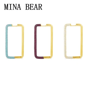 

MINA BEAR 2020 Fashion Exaggerated Unique Large Rectangular Earrings Simple Geometric Crystal Rectangular Earrings Fine Jewelry