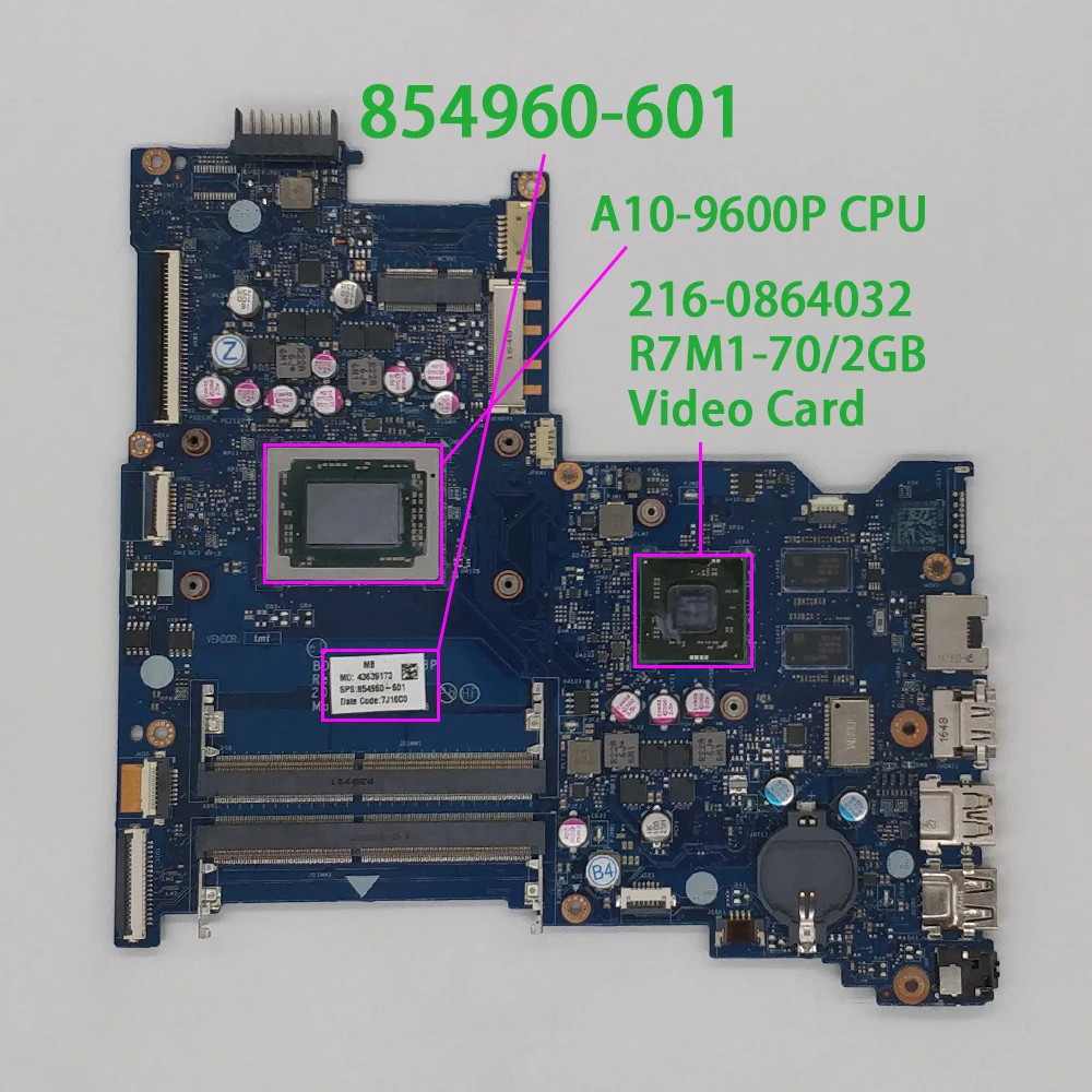 Материнская плата BDL51 854960-601 854960-001 LA-D713P Вт R7M1-70/2 ГБ GPU w A10-9600P для ноутбуков HP 15-BA |
