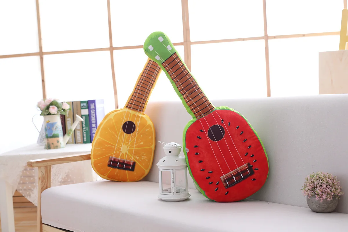 Model Guitar Fruit Cushion Watermelon Plush Toys Pajama Strip Pillow Birthday Gift Women's