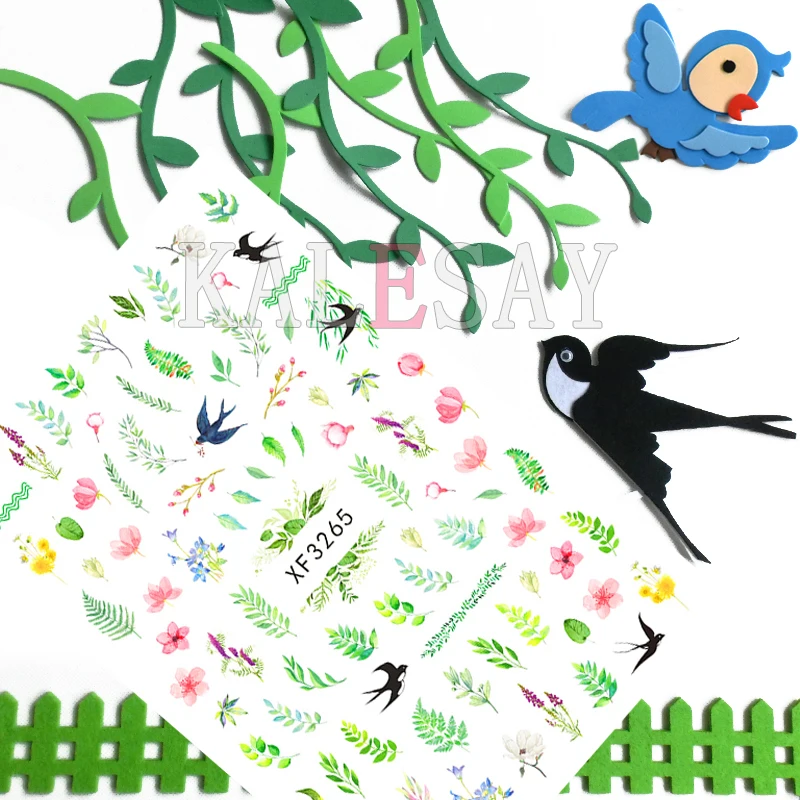 

Cute Swallow Nail Stickers for Nails Art Decoration Manicure 3D Back Adhesive Decals Wraps Transfer Foil Stickers Birds Design